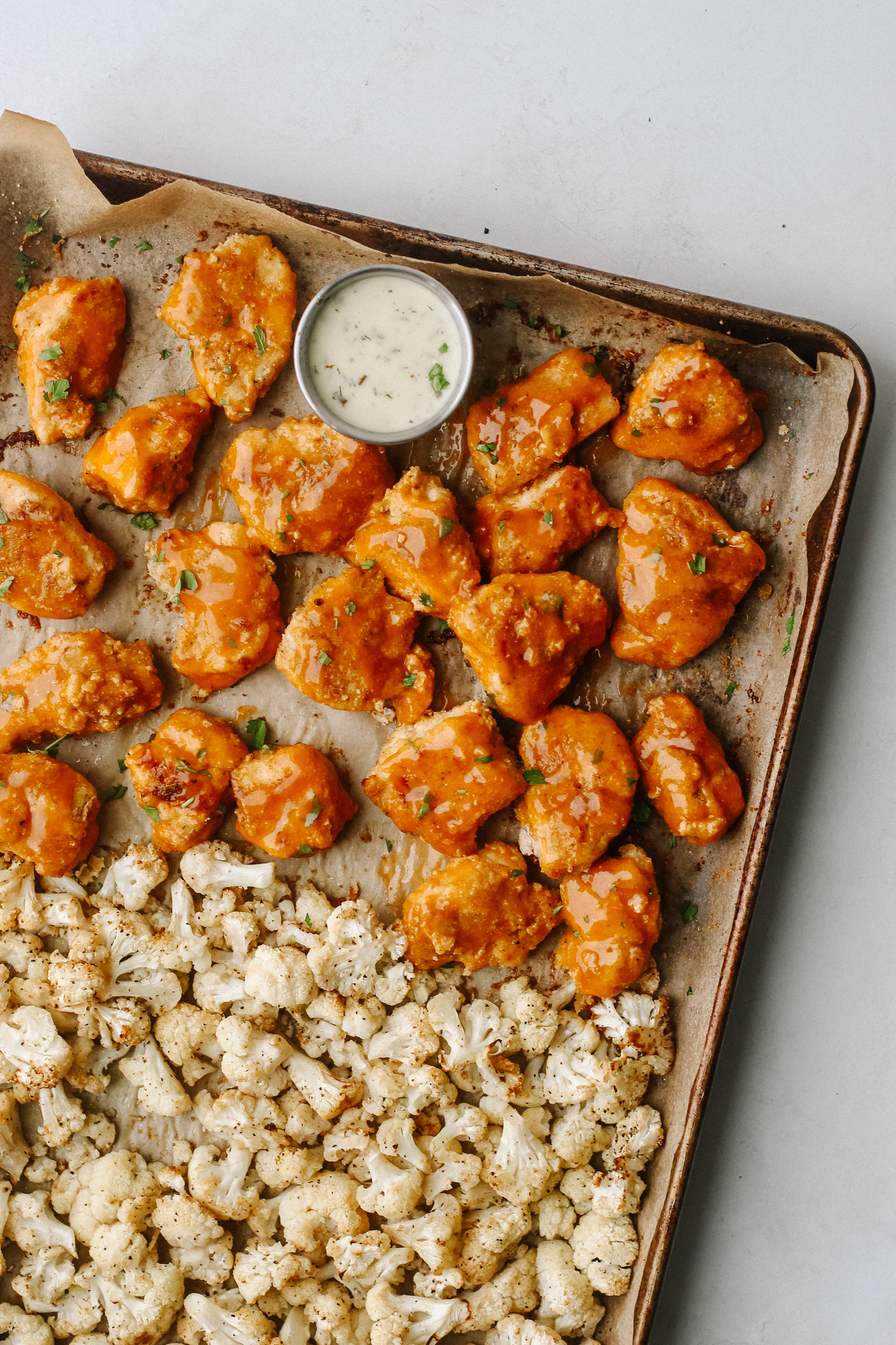 Sheet Pan Buffalo Chicken and Cauliflower Recipe