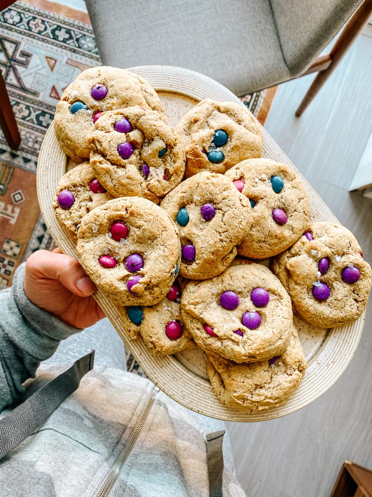 monster cookies on a plate