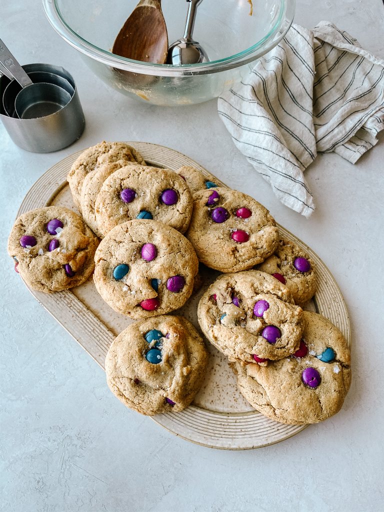 monster cookies on a plate