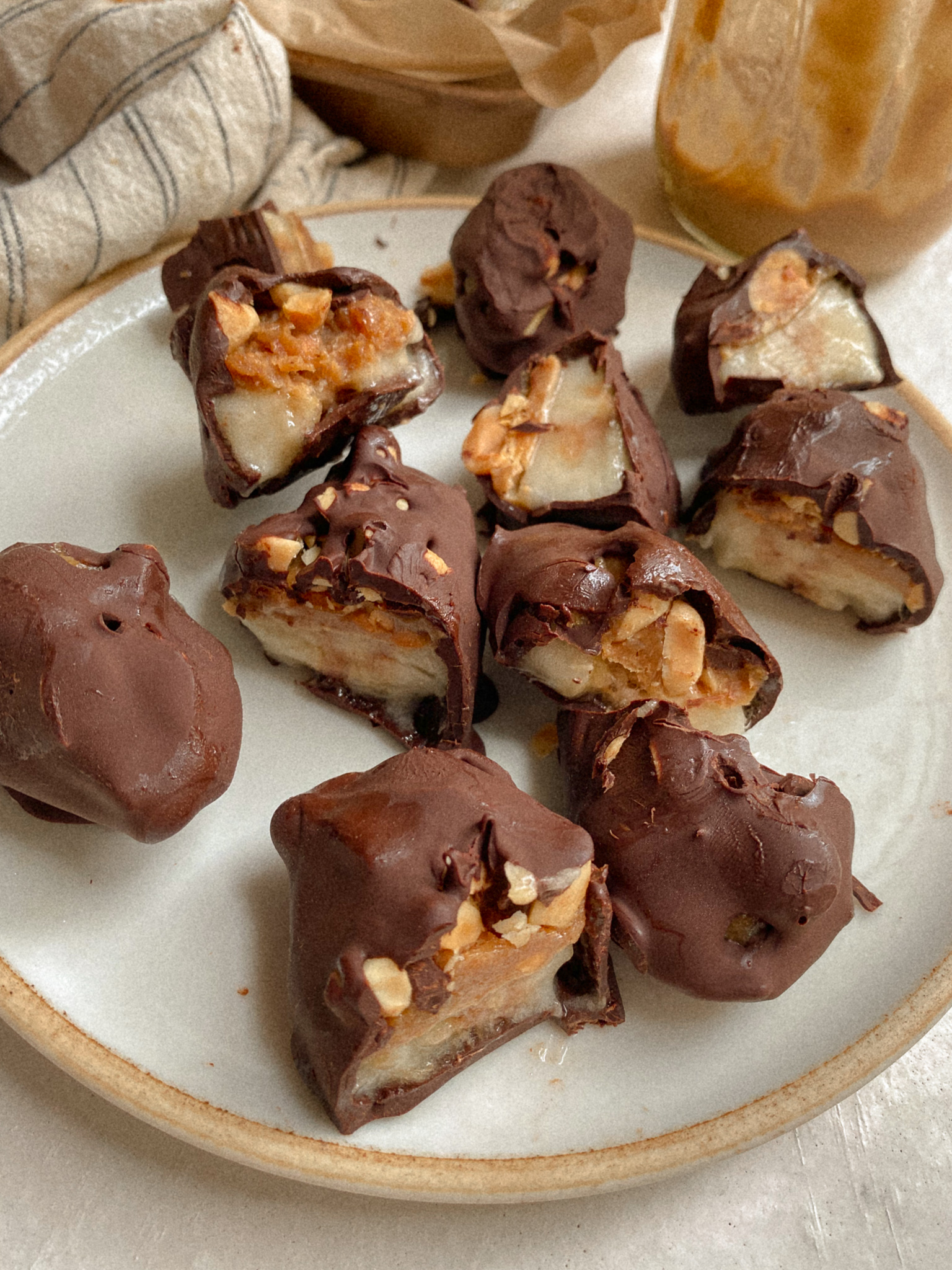 Snickers” Frozen Yogurt Chocolate Covered Date Bites - Healthy Little  Vittles
