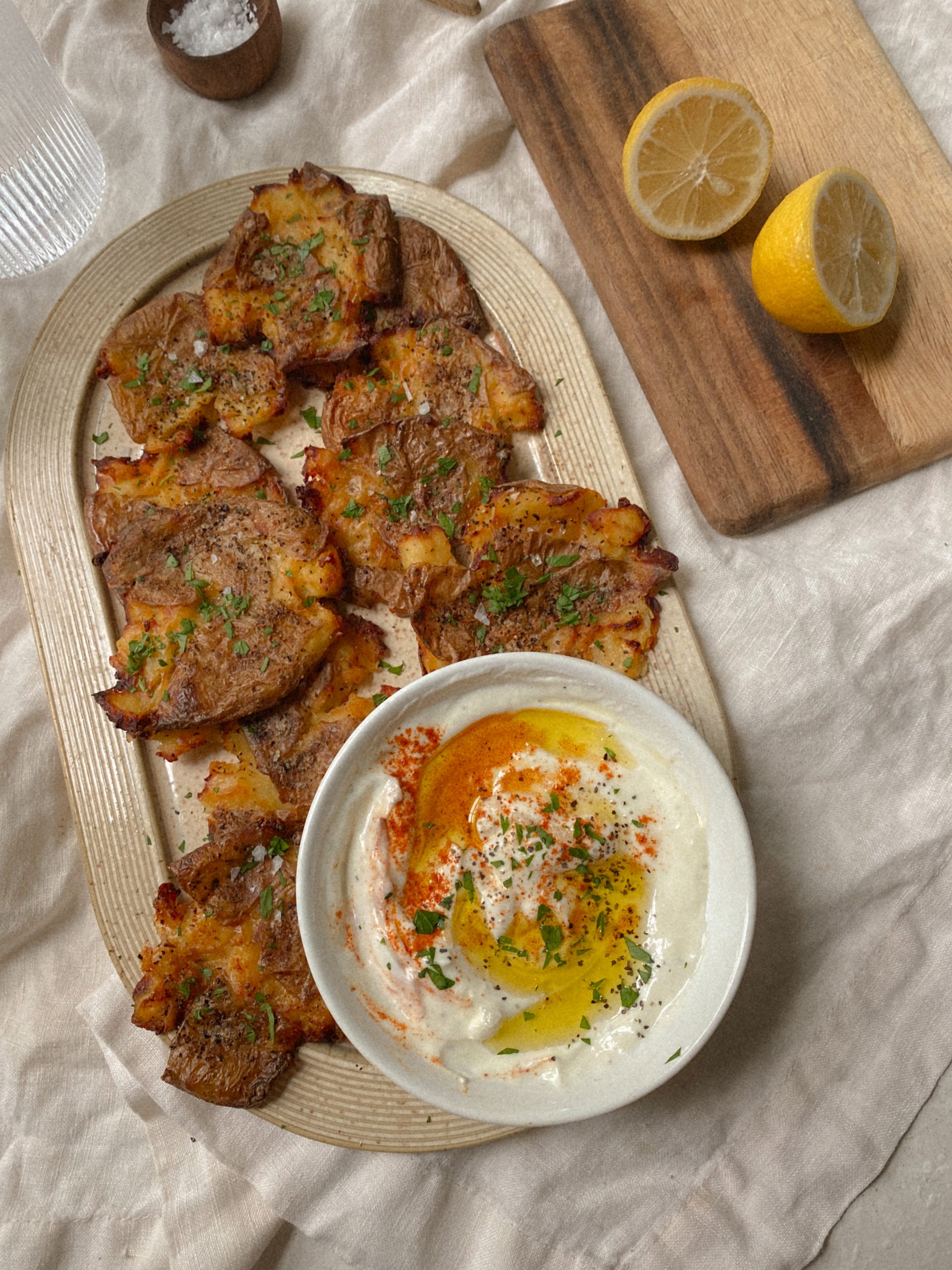 Crispy Smashed New Potatoes With Lime, Cilantro, and Spices Recipe