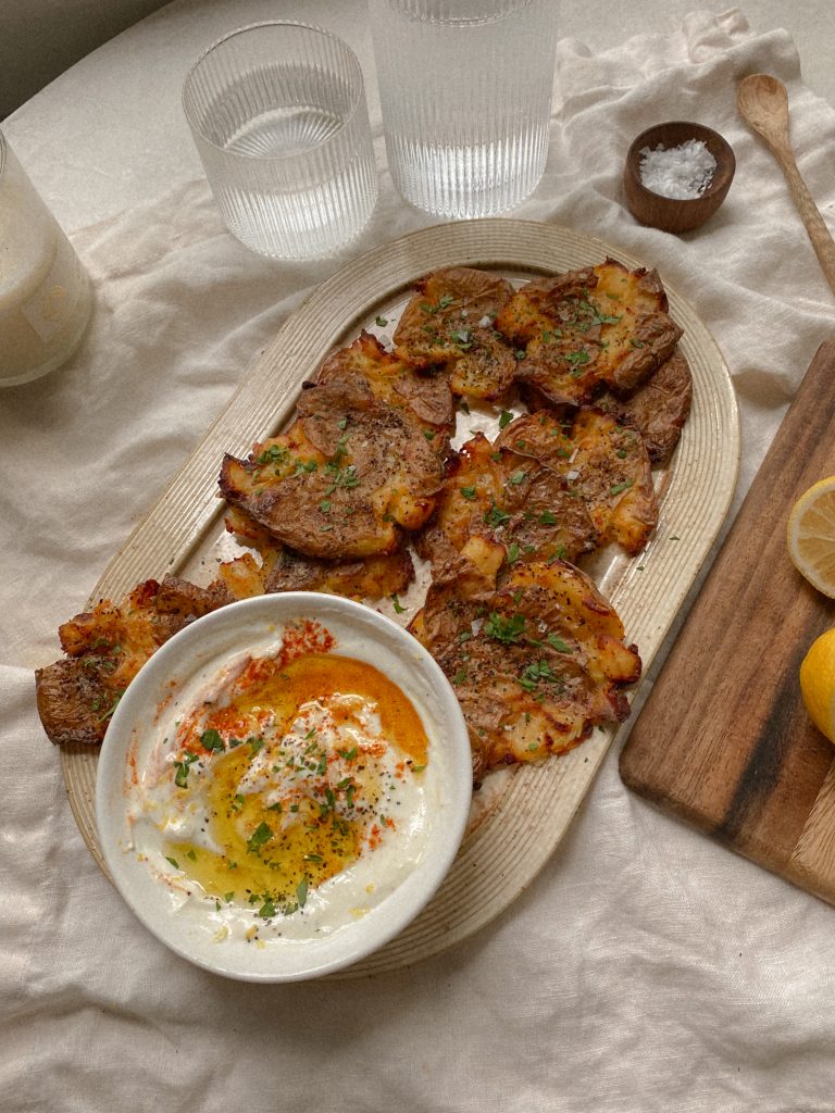 Crispy Smashed New Potatoes With Lime, Cilantro, and Spices Recipe