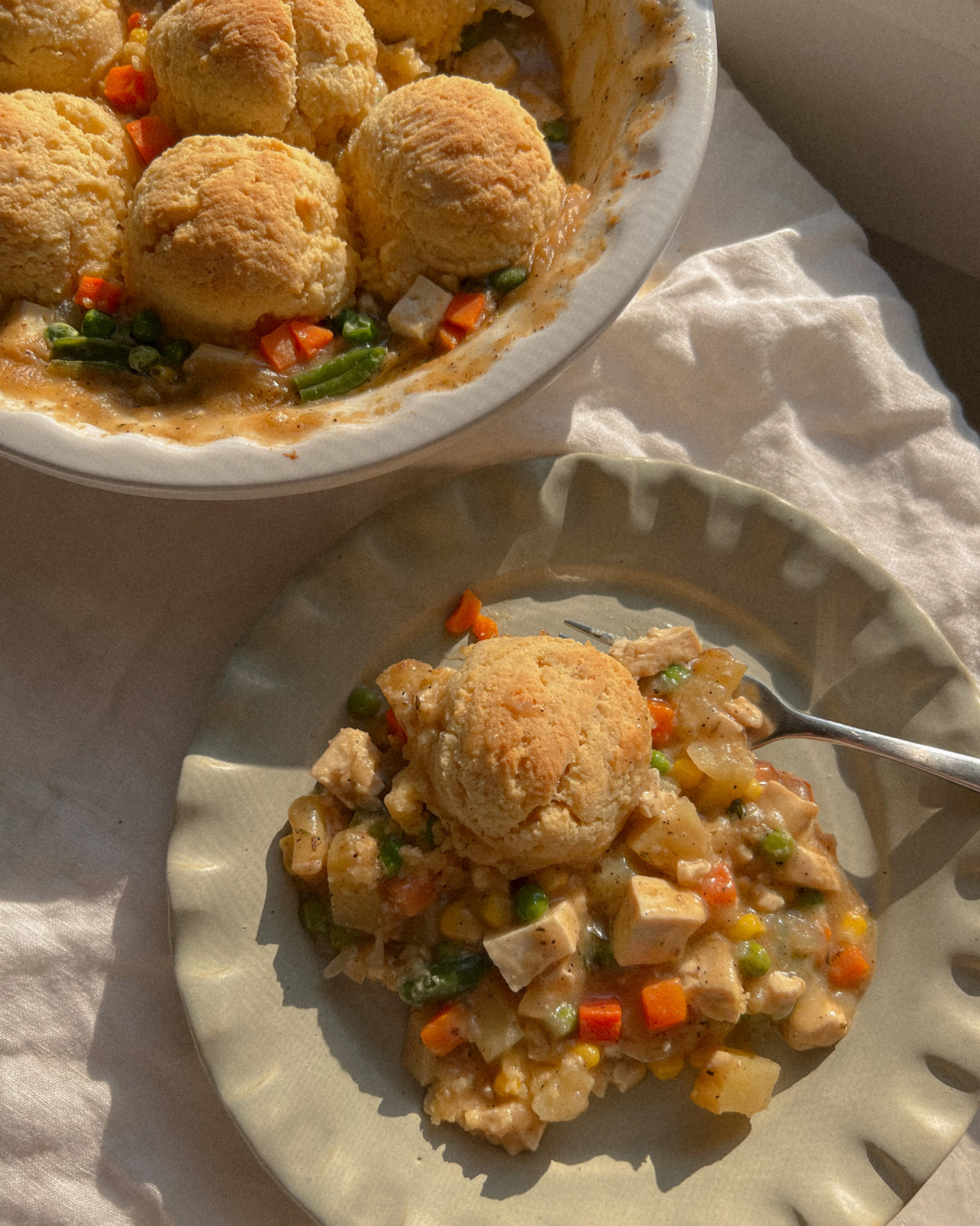 Gluten Free Tofu Pot Pie with Biscuit Topping