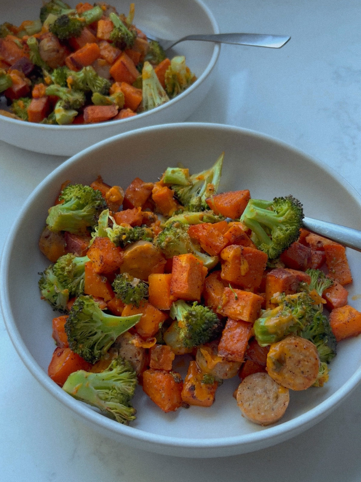 Chicken Sausage, Sweet Potato, + Broccoli Sheet Pan Meal