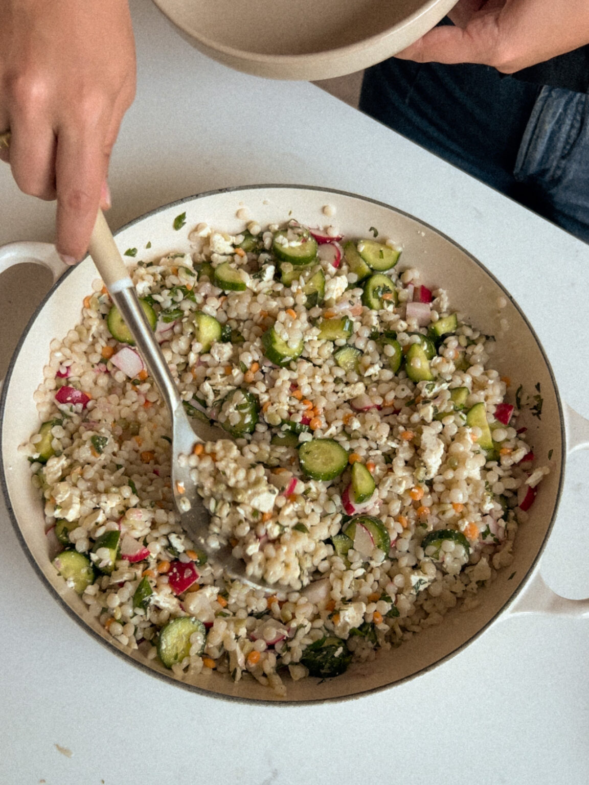 Lemon Herb Couscous Salad with Cucumber and Radishes
