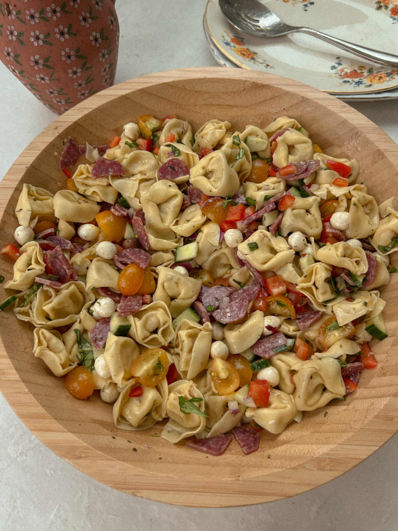 Easy Tortellini Pasta Salad (no mayo!)